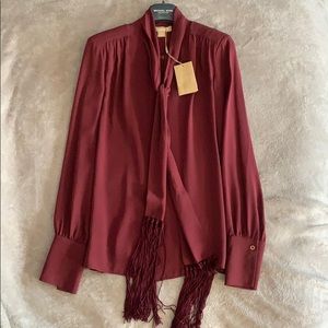 Michael Kors Collection Silk Tie- Neck Blouse